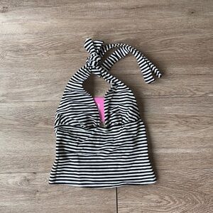 Black and White Striped Halter Top